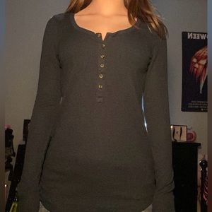 Navy blue button up long sleeve top